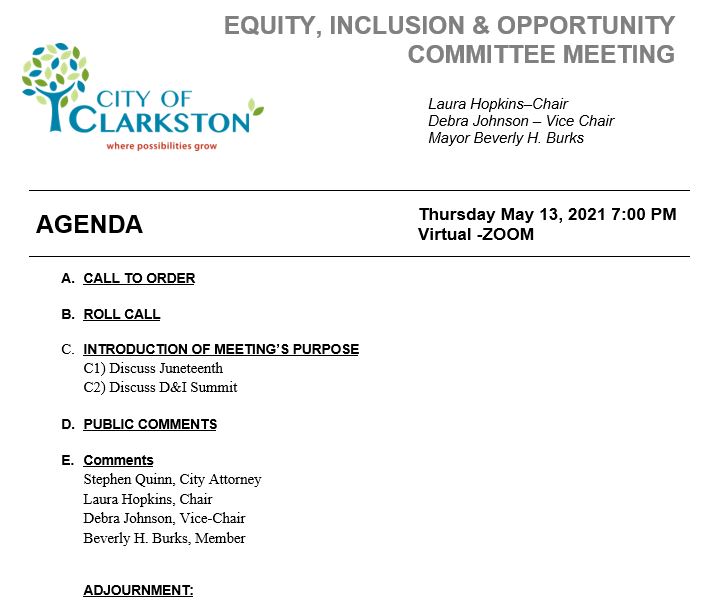 diversity inclusion opportunity sac agenda 5-13-21