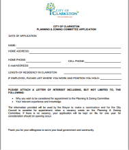  Planning & Zoning Board Committee Vacancy