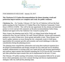 Press Release - City of Clarkston LCI Meeting February 10th