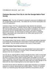 Press Release- Clarkston Becomes the First City to Join the Georgia Native Plant Society