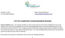 Press Release- Council Member Joan Swaney Resignation