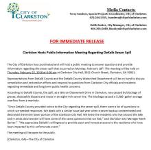 Press Release -Clarkston Hosts Public Information Meeting Regarding DeKalb Sewer Spill
