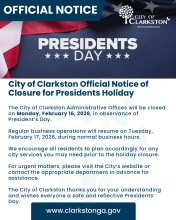 Presidents Day Closure 2026