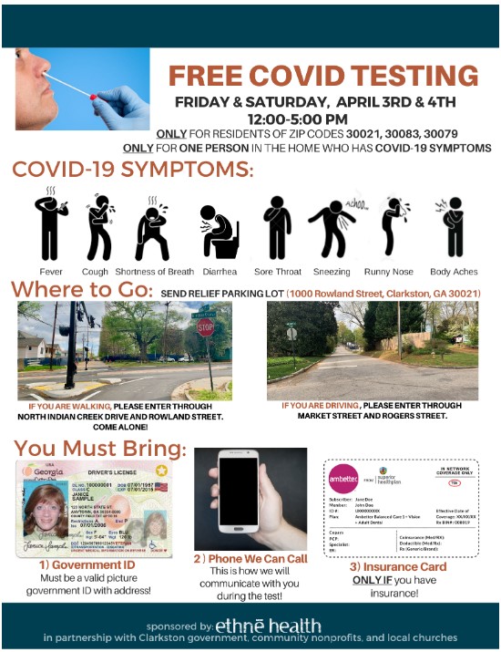 ethne health covid 19 testing drive flyer