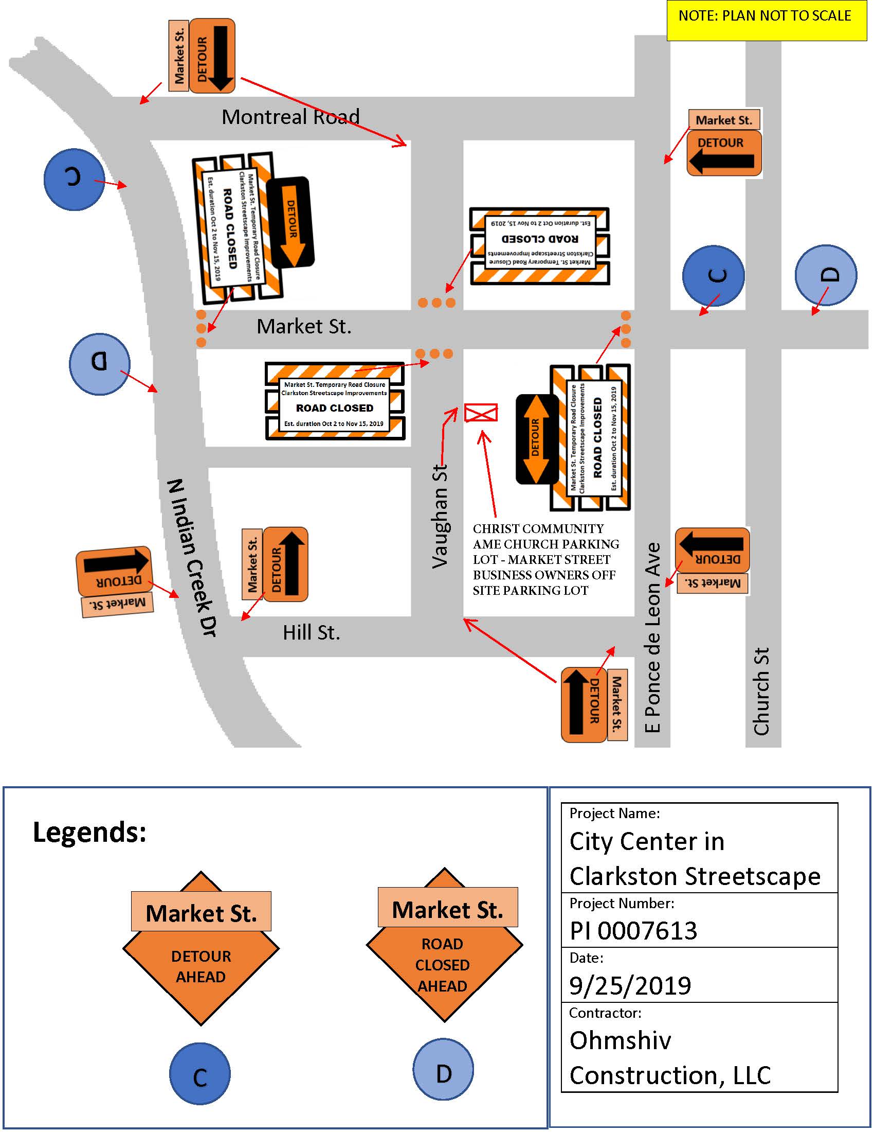 updated Market Street Road Closure route signage