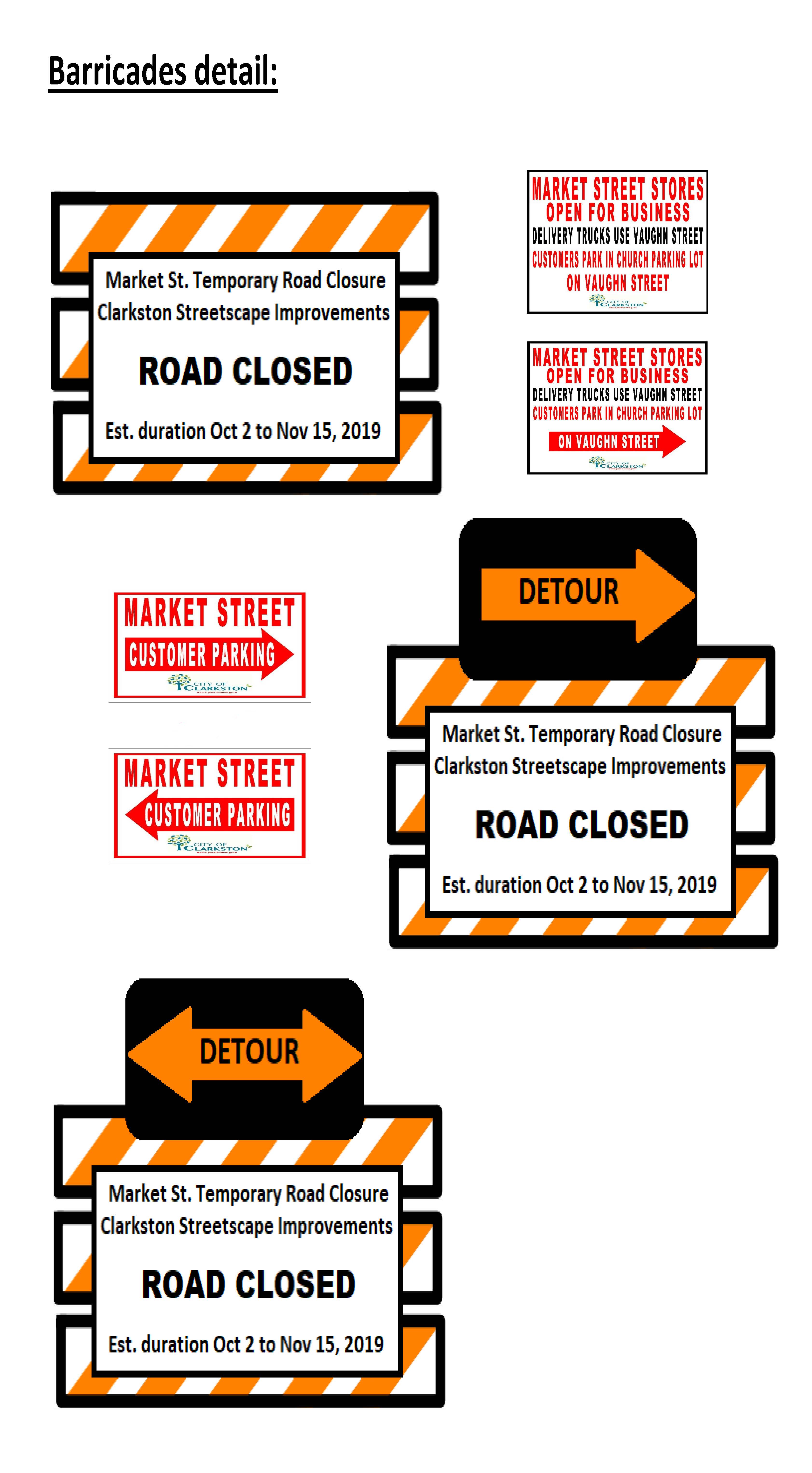 updated Market Street Road Closure signage