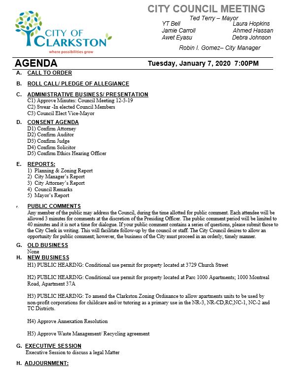 council agenda 1-7-2020